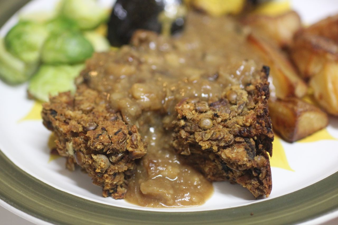 Green Gourmet Giraffe Lentil and mushroom nut roast and what to do