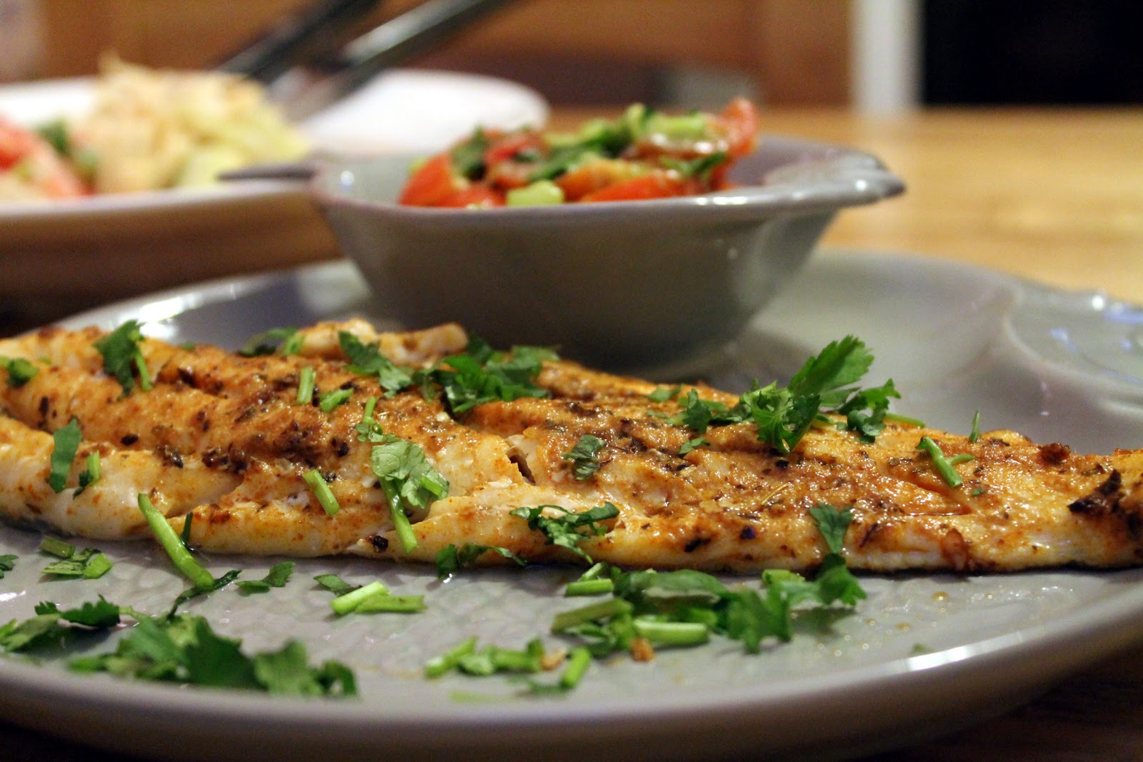 Serena's Medium Rare Mexican Spiced Fish with Tomato & Avocado Salsa