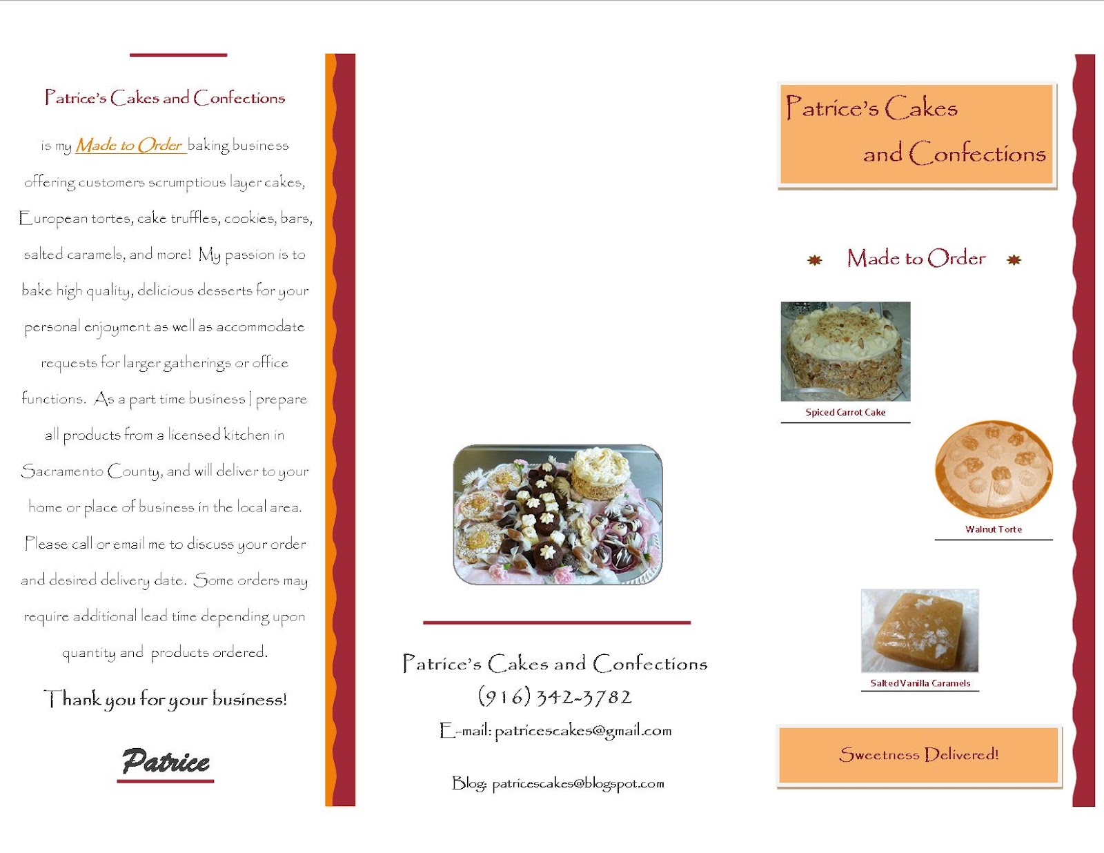 PATRICE'S CAKES AND CONFECTIONS July 2012