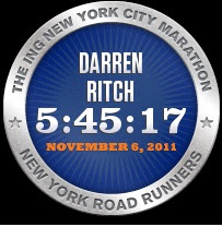 2011 ING NYC Marathon Finisher Badge