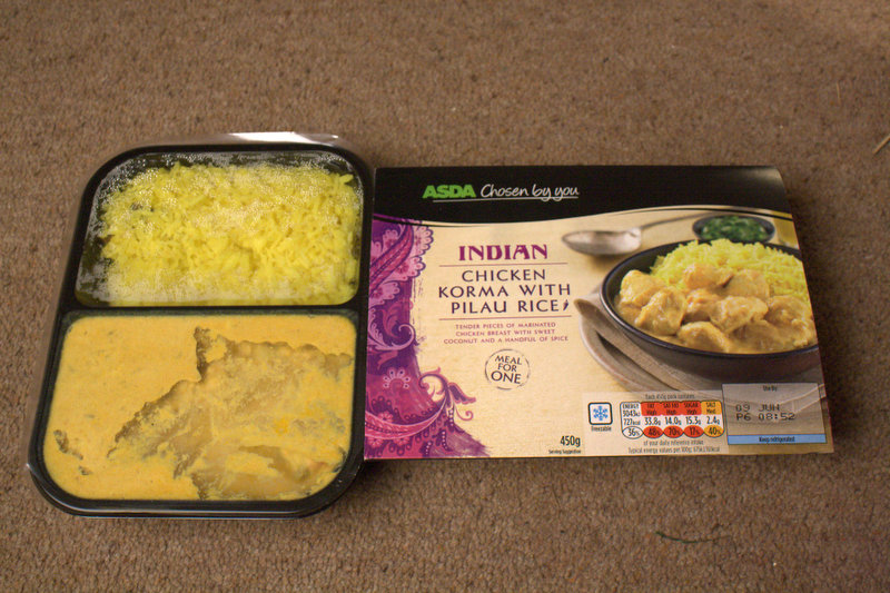 meal for one Asda's Indian chicken korma with pilau rice