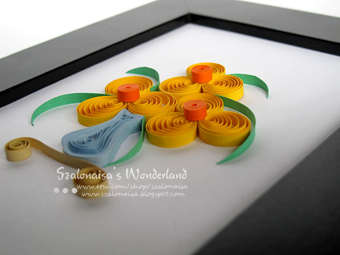 Quilled handmade cards Szalonaisa's Wonderland Quilled Yellow Flowers