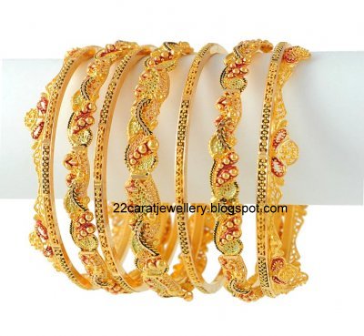 gold sets bangles carat designs jewellery bangle enamel paint indian
