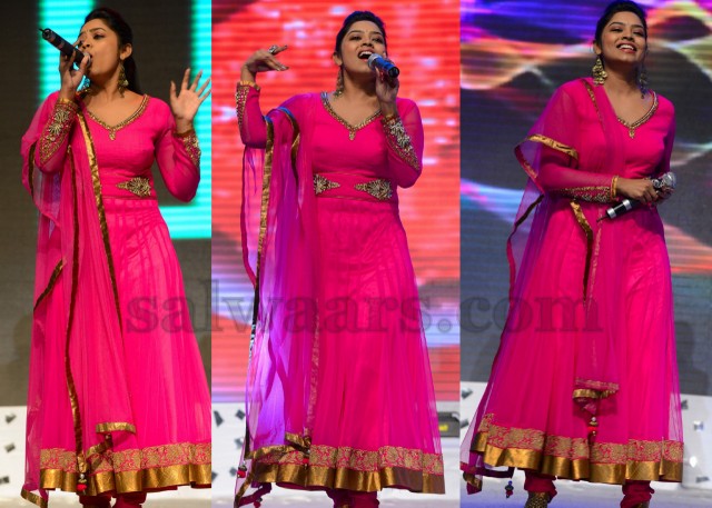 Singer in Pink Anarkali Salwar