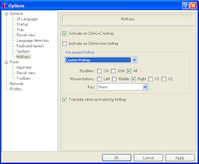 Hotkeys setup dialog