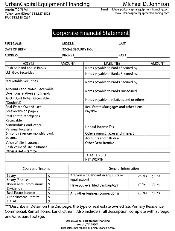 UrbanCapital Equipment Financing Company Financial Statement...