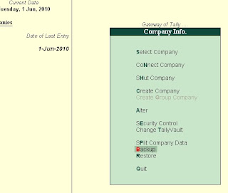 How to use Tally Data Backup Option in TALLY