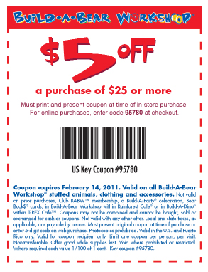 Build A Bear Online Coupons 2012