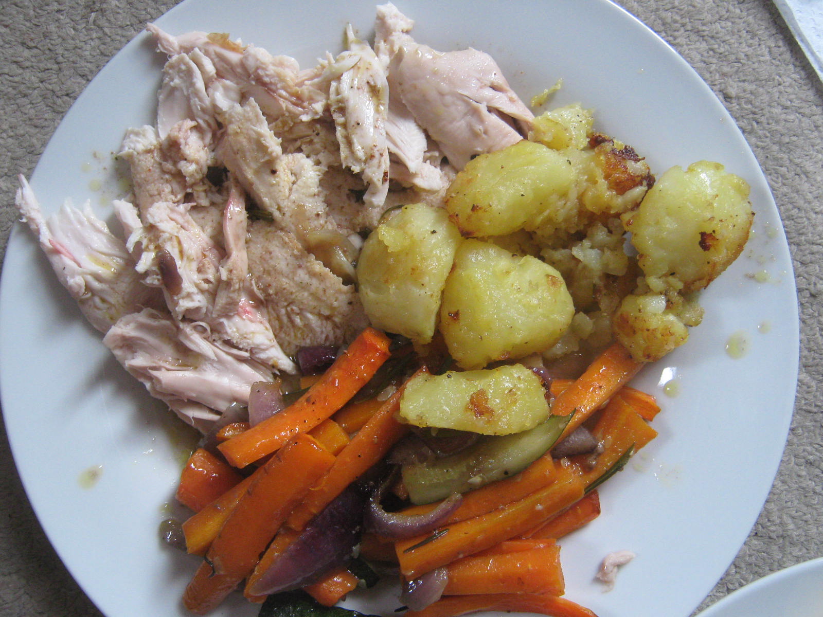 readysteadyausteritycook Satsuma roast chicken with roast vegetables