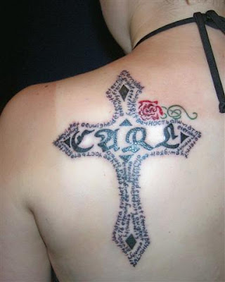 Girl Cross Calligraphy Tattoos
