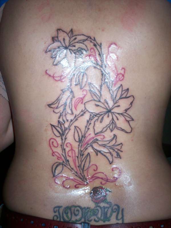 Permanent Cross Flower Tattoos Girls