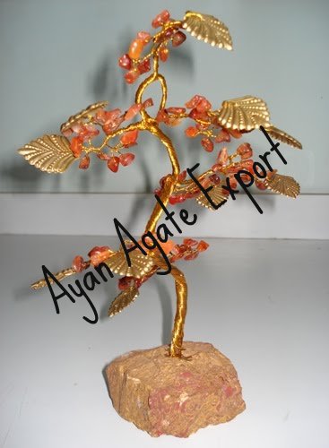 GEMSTONE TREE WITH BRASS LEAVES