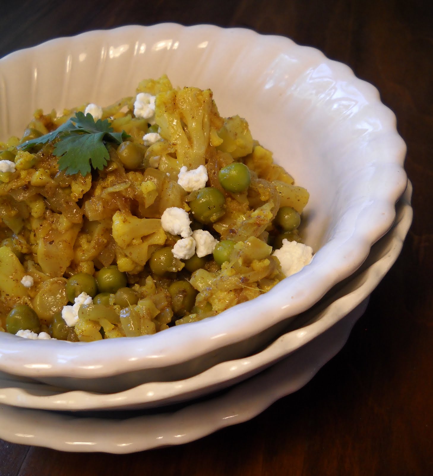 Surprise Flowers and Cold Cauliflower Curry with Green Peas ramblingtart