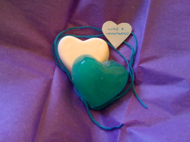 These were soaps made in the wedding colours of teal and purple and smelling These were soaps made in the wedding colours of teal and purple and smelling