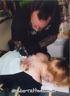 Spider Tattoo On Women's Back Making