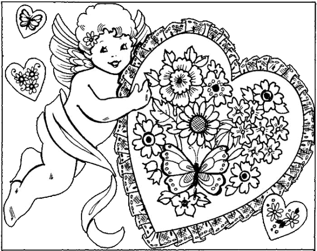 Valentine's day coloring pages - Cupid -.