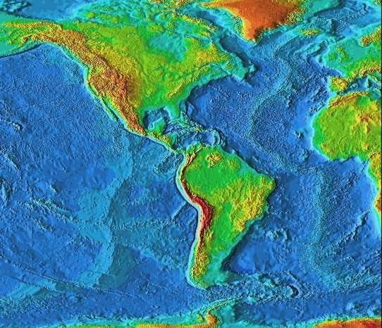 Sociedades americanas 2009-2010: Mapa f'ísico América Relieve