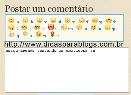 Emoticons nos comentários do blogspot