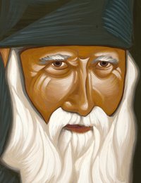 Elder Paisios of Mount Athos of 20th century, 20x30 cm, egg tempera, detail