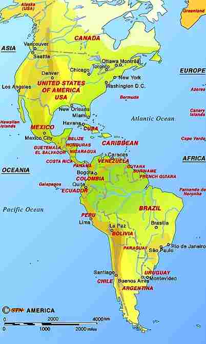 Mapa del continente americano con nombres de los paises - Imagui