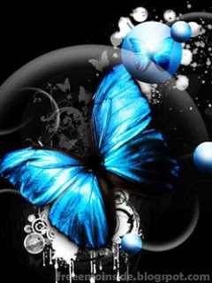Butterfly and Hearts Blue