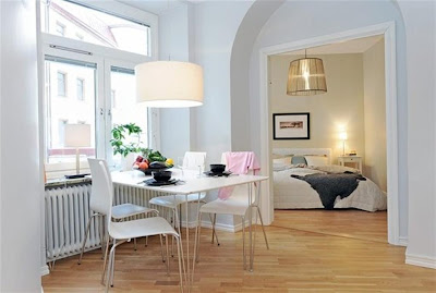 Sweden Apartment Design Wood Floor Dining room