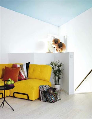 Yellow Sofa Sweden Wooden House Design