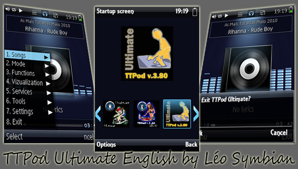 TTPod Ultimate v.3.80 s60v3 English/Portuguese by LéoSymbian (15 Splash Screens + 39 Skins) TTPod+English