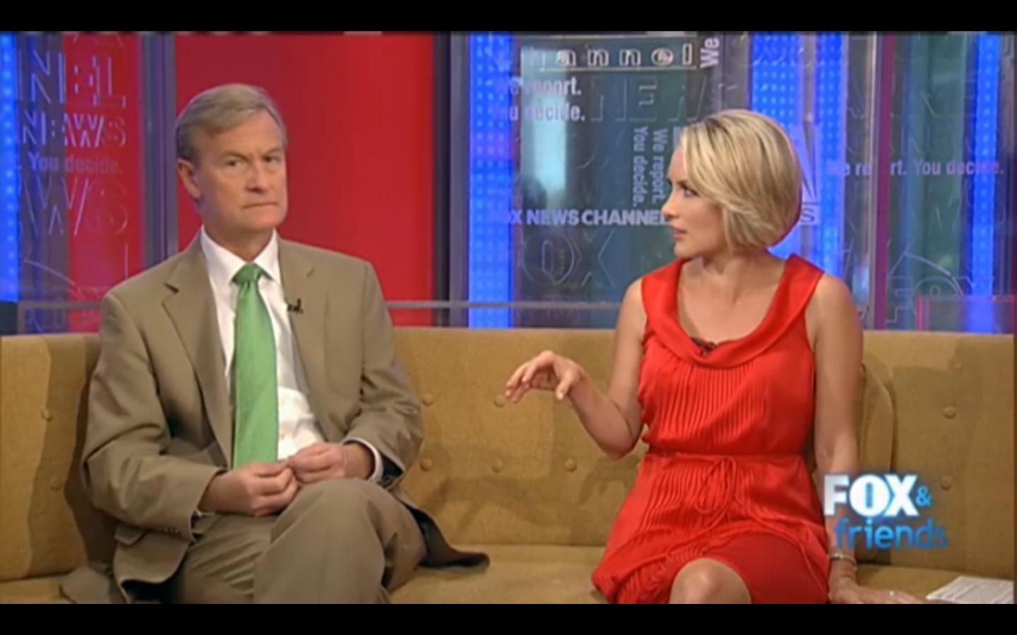 Dana Perino on a long red dress this Monday morning. 