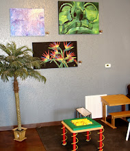 We have a safe kids area and age appropriate art classes available.