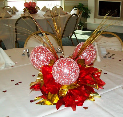 Mini Balloon Centerpieces created with foil picks and sprays