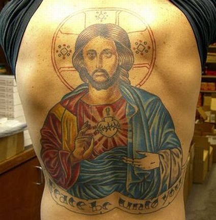 side tattoos for guys. tattoos of jesus.