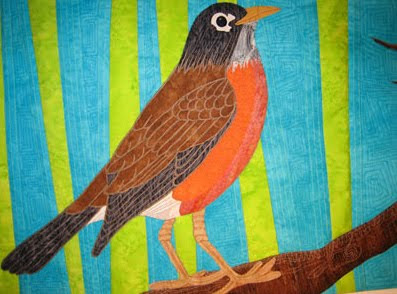 spring red breasted robin quilt
