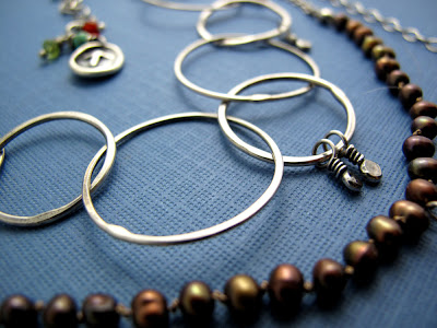 silver wire soldered chain pearl necklace