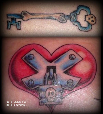 The heart is by Shana and they key is by Adrian, both at Guru Tattoo in San 