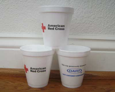 Three Red Cross cups