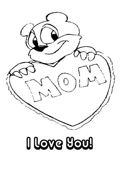  denoting I Love You Mom, Teddy holding sign board written with words for 