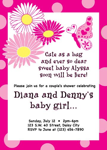 Cute as a bug baby shower invitations feature a cute butterfly and gerbera