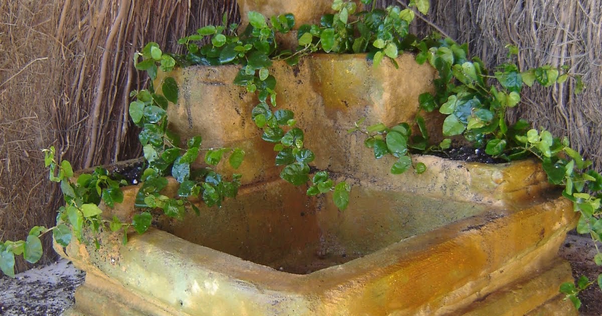 Ventana a lo escultórico: Fuente de piedra con jardineras