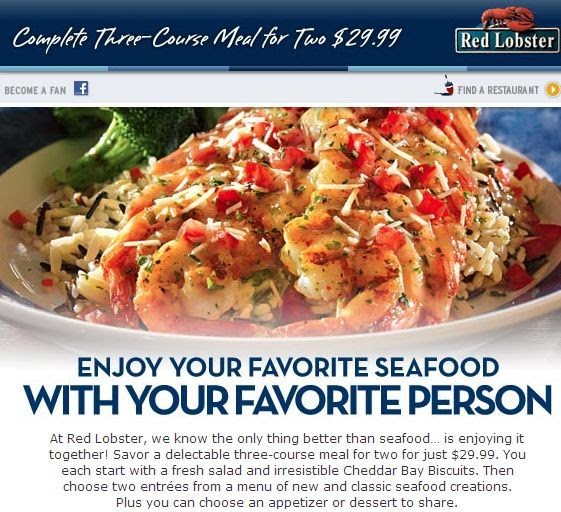 Dining Dish Three course VALUE seafood dinner for two special at Red