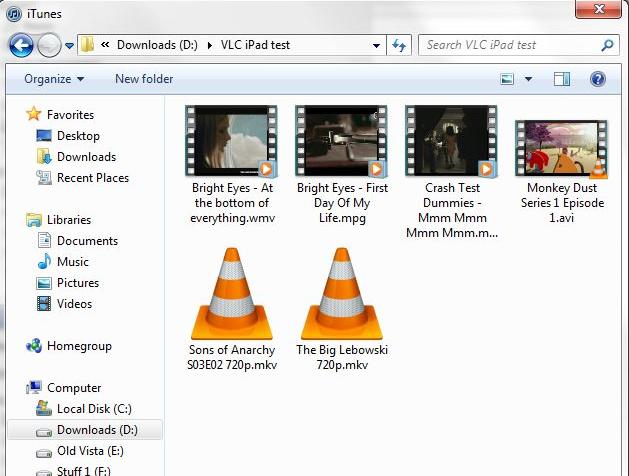 the VLC app on the iPad.