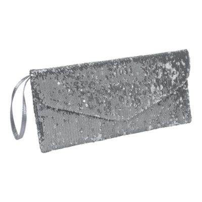 silver sequin clutch