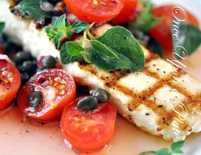 Once Upon a Plate Grilled Halibut with Mediterranean Flavors