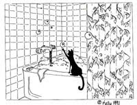 Elegant Black Cat Cartoons, American artists, contemporary art, graphics