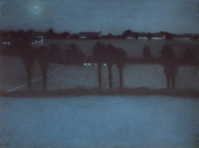 William Degouve de Nuncques,Landscape oil painting,figurative painting,moon in painting