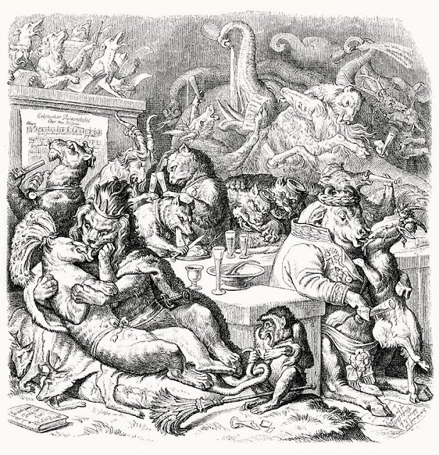 Engraving. 'Reynard the Fox' Illustrations by Wilhelm von Kaulbach
