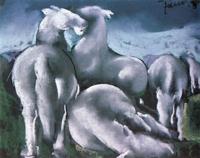 Jándi Dávid, Hungarian Artist. Horses, 1933, pastel
