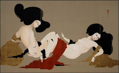 Paintings by Hayv Kahraman. Domesticated Marionettes