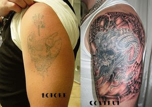 Cover Up Horror Bio Skull Tattoo