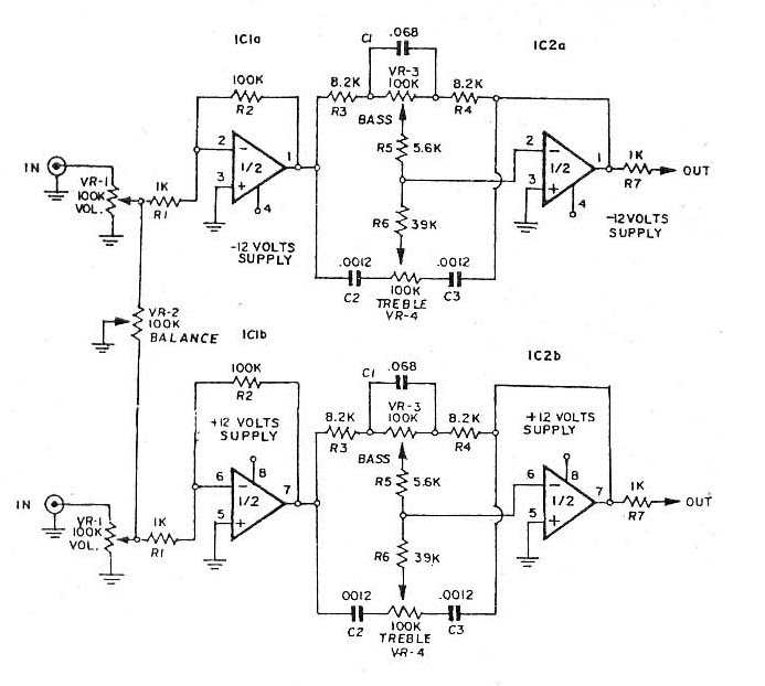 IC NE5532 x2 Tone Control Stereo bass treble | Wiring And Schematic